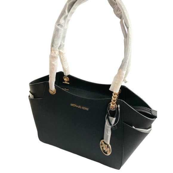 Michael Kors Large Chain Shoulder Tote in Black - Picture 2 of 9